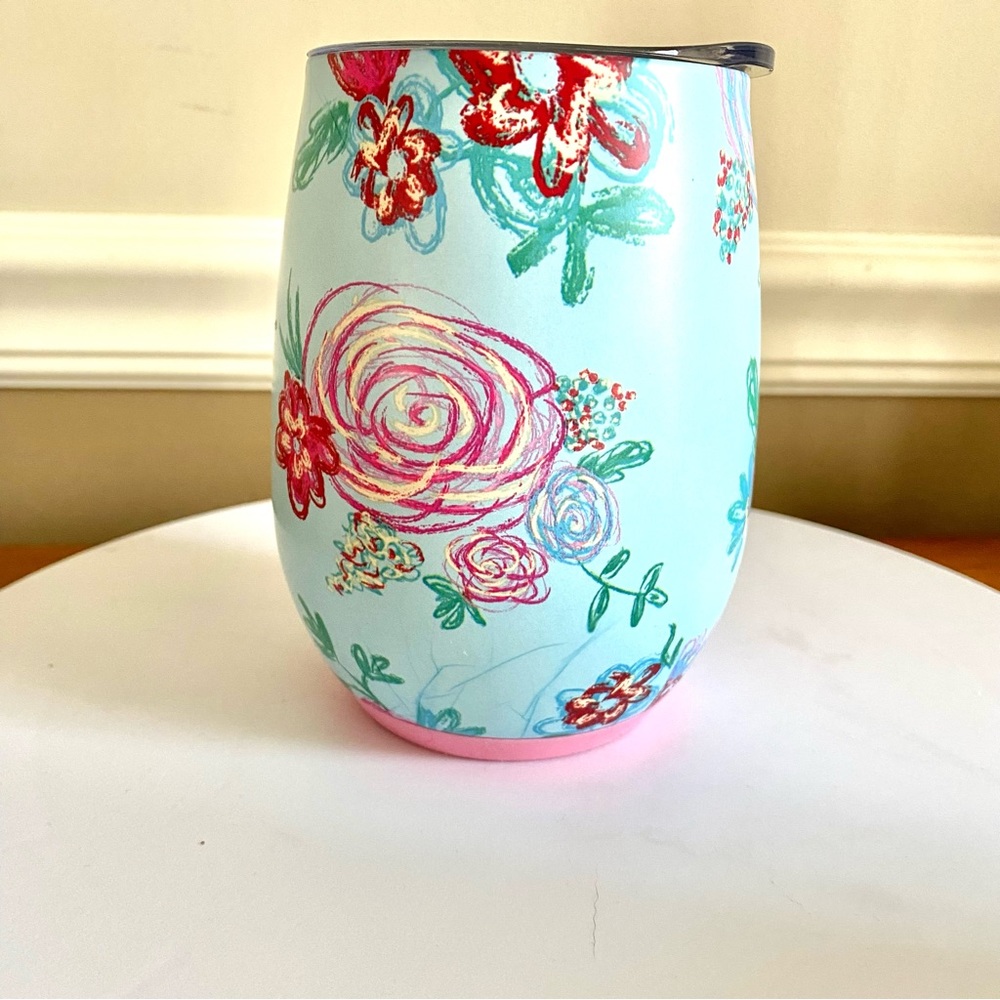 🎅🏻SALE Matilda Jane floral 11oz wine or drink tumbler in blues and pinks lid - Picture 12 of 14